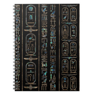 Ägyptisches Hieroglyphen-Muster Gold Abalone Notizblock