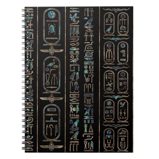 Ägyptisches Hieroglyphen-Muster Gold Abalone Notizblock (Vorderseite)