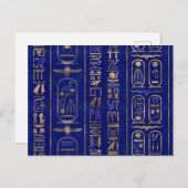 Ägyptisches Hieroglyphen-Muster Gold Lapis Lazuli Postkarte (Vorne/Hinten)