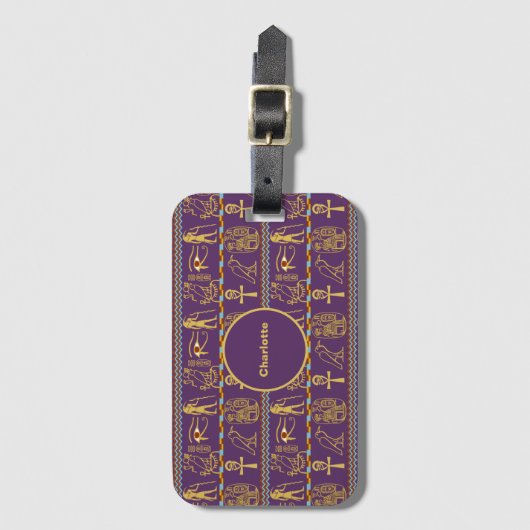 Ägyptisches Hieroglyphen-Muster Personalisiert Gepäckanhänger (Vorderseite Vertikal)
