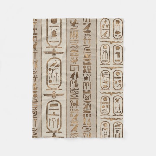 Ägyptisches Hieroglyphen Pastell-Gold Fleecedecke (Vorderseite)