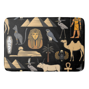 Ägyptisches Hieroglyphen-Symbol Muster Hintergrund Badematte