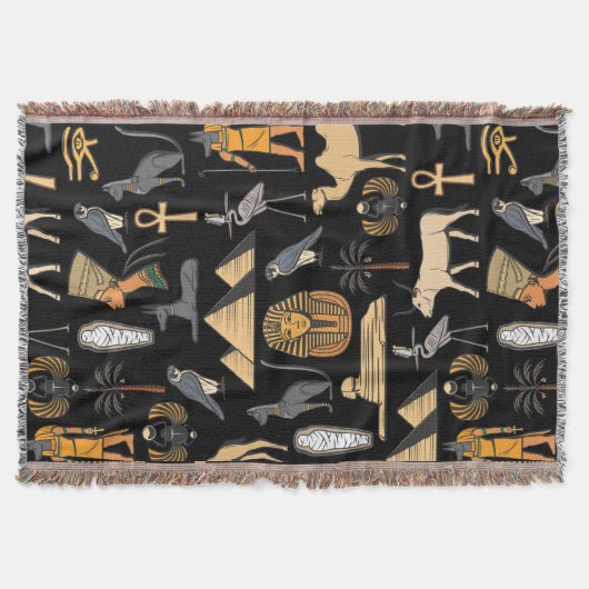 Ägyptisches Hieroglyphen-Symbol-Muster Hintergrund Decke (Vorderseite)