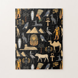 Ägyptisches Hieroglyphen-Symbol-Muster Hintergrund Puzzle