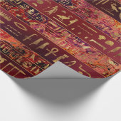 Ägyptisches Hieroglyphengold auf Rot gemalter Geschenkpapier (Ecke)