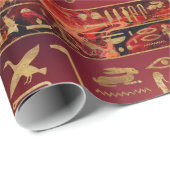Ägyptisches Hieroglyphengold auf Rot gemalter Geschenkpapier (Rolleneckpunkt)