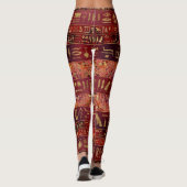Ägyptisches Hieroglyphengold auf Rot gemalter Leggings (Rückseite)