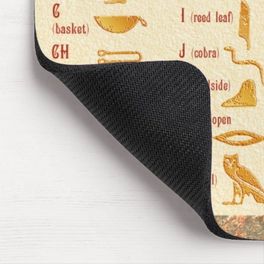 Ägyptisches hieroglyphisches Alphabet-Diagramm Mousepad (Ecke)