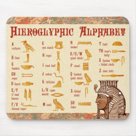 Ägyptisches hieroglyphisches Alphabet-Diagramm Mousepad (Vorne)
