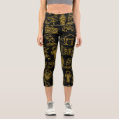 Ägyptisches Hieroglyphisches Symbol-Muster Capri Leggings (Vorderseite)