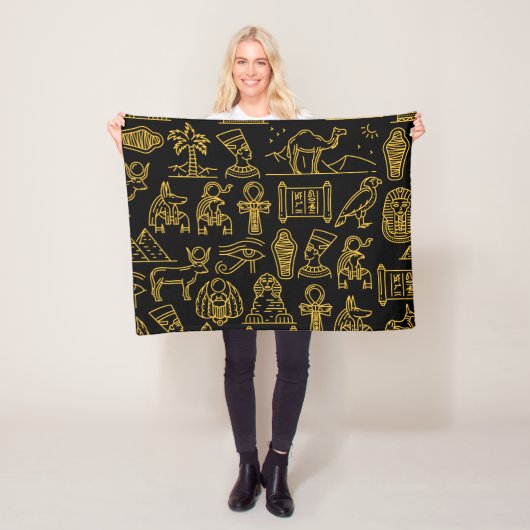 Ägyptisches Hieroglyphisches Symbol-Muster Fleecedecke (Beispiel)