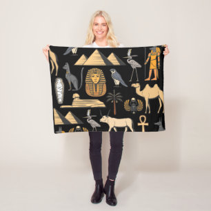 Ägyptisches Hieroglyphisches Symbol Muster Hinterg Fleecedecke
