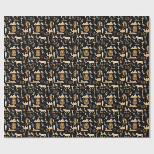 Ägyptisches Hieroglyphisches Symbol Muster Hinterg Geschenkpapier (Flach)