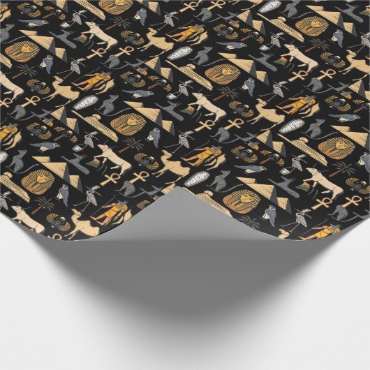 Ägyptisches Hieroglyphisches Symbol Muster Hinterg Geschenkpapier (Ecke)