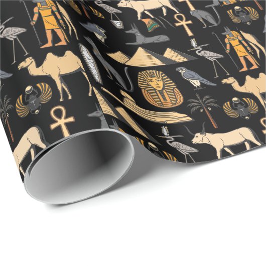 Ägyptisches Hieroglyphisches Symbol Muster Hinterg Geschenkpapier (Rolleneckpunkt)