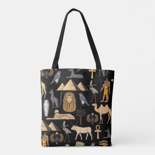 Ägyptisches Hieroglyphisches Symbol Muster Hinterg Tasche (Rückseite)