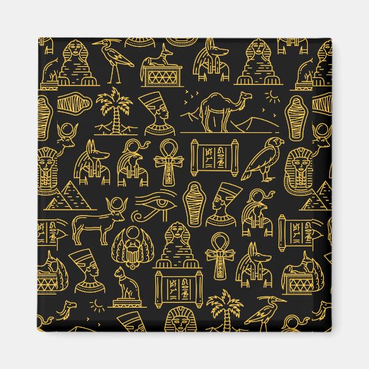 Ägyptisches Hieroglyphisches Symbol-Muster Magnet (Vorne)
