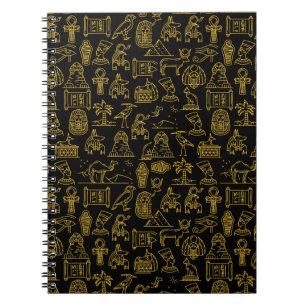Ägyptisches Hieroglyphisches Symbol-Muster Notizblock