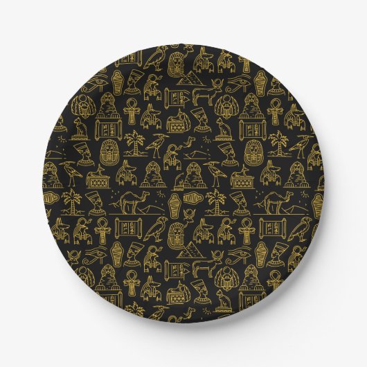 Ägyptisches Hieroglyphisches Symbol-Muster Pappteller (Vorderseite)