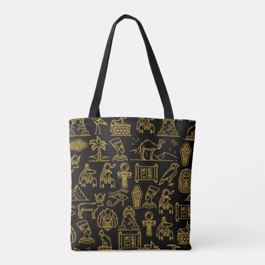Ägyptisches Hieroglyphisches Symbol-Muster Tasche (Rückseite)