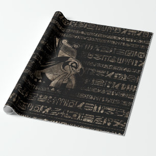 Ägyptisches Horus - Vintages Gold auf schwarz Geschenkpapier