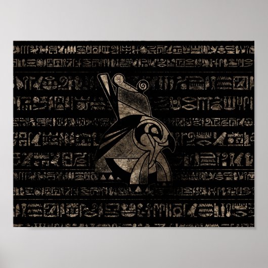 Ägyptisches Horus - Vintages Gold auf schwarz Poster (Vorne)
