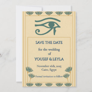 Ägyptisches Horusauge Lotos Gold Save the Date Einladung