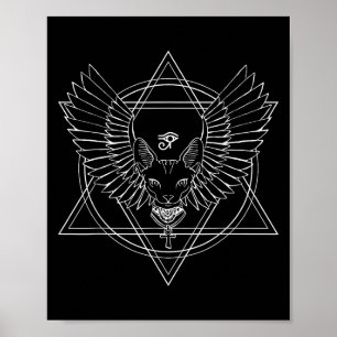Ägyptisches Horusauge und Katze mit Weinen für Män Poster