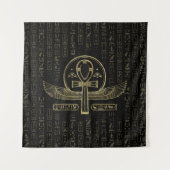 Ägyptisches Kreuz - Ankh - Gold und Schwarzes Wandteppich (Vorderseite)