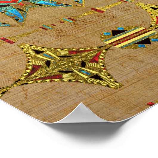 Ägyptisches Kreuz - Ankh-Ornament auf Papyrus Poster (Ecke)