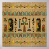 Ägyptisches Kreuz - Ankh-Ornament auf Papyrus Poster (Vorne)