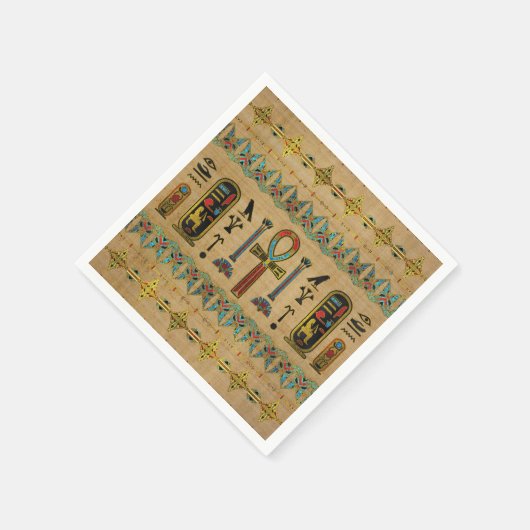 Ägyptisches Kreuz - Ankh-Ornament auf Papyrus Serviette (Ecke)