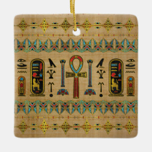 Ägyptisches Kreuz - Ankh Verzierung auf Papyrus Keramikornament