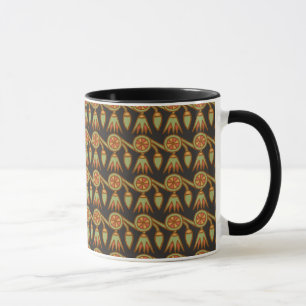 Ägyptisches Lotus-Blume-Muster auf der Black Coffe Tasse