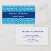 Ägyptisches Lotus-Muster, Kobalt-Blau und Türkis Visitenkarte (Vorne/Hinten)