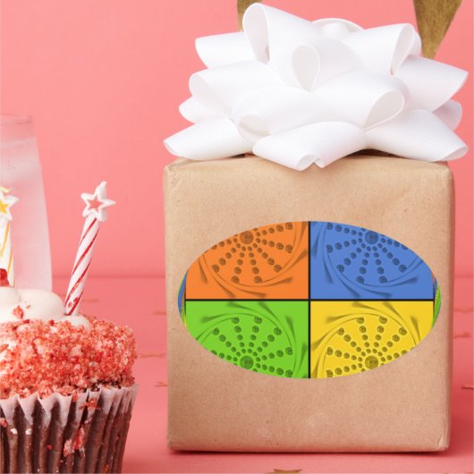 ägyptisches Nahtloses Set Ovaler Aufkleber (Party)