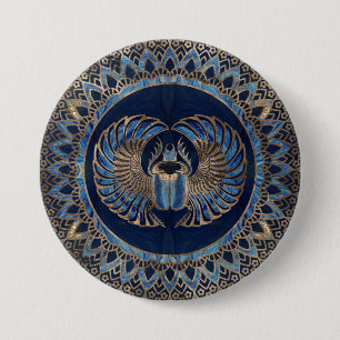 Ägyptisches Scarabäus-Käfer-Gold und blauer Mar Button