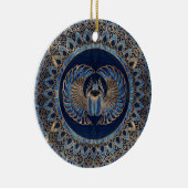 Ägyptisches Scarabäus-Käfer-Gold und blauer Marmor Keramik Ornament (Rechts)