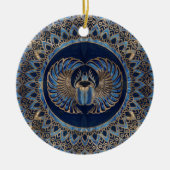 Ägyptisches Scarabäus-Käfer-Gold und blauer Marmor Keramik Ornament (Vorne)