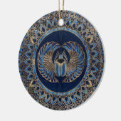 Ägyptisches Scarabäus-Käfer-Gold und blauer Marmor Keramik Ornament (Links)