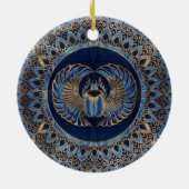 Ägyptisches Scarabäus-Käfer-Gold und blauer Marmor Keramik Ornament (Hinten)
