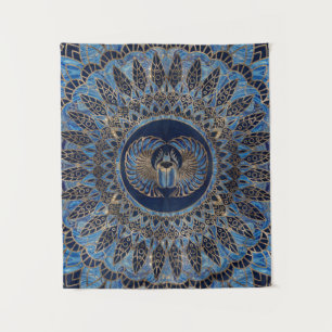 Ägyptisches Scarabäus-Käfer-Gold und blauer Marmor Wandteppich