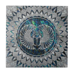 Ägyptisches Scarabäus-Käfer-Silber und Ohrschne Fliese