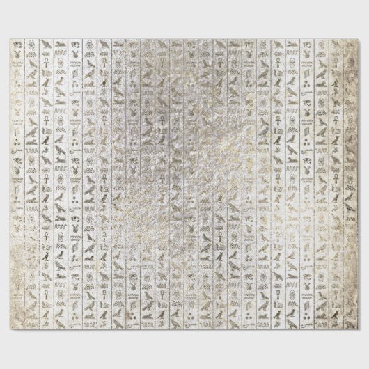Ägyptisches Skript Pearly Gold Foxier White Royal Geschenkpapier (Flach)