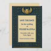 Ägyptisches Winged Scarab Gold Save the Date (Vorne/Hinten)