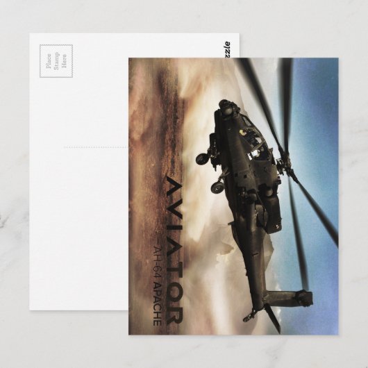 AH-64 Apache-Hubschrauber Postkarte (Vorne/Hinten)