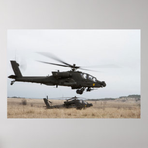 AH-64 Apaches Depart for Flight Operations Poster
