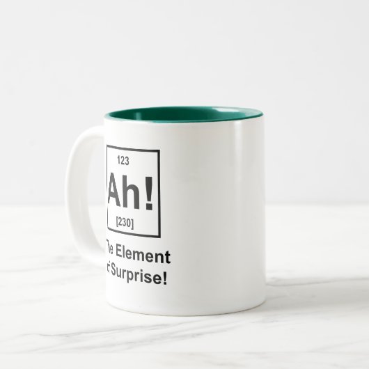Ah! Das Element der Überraschung Zweifarbige Tasse (Vorderseite Links)