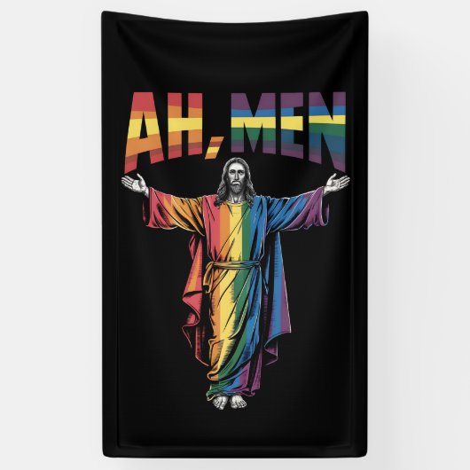 Ah Männer Funny LGBT Gay Pride Jesus Christlich Banner (Vertikal)
