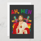 Ah Männer Funny LGBT Gay Pride Jesus Christlich Einladung (Vorne/Hinten)